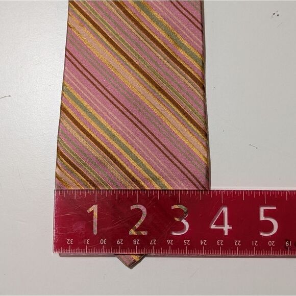 TED BAKER LONDON Pink/Burgundy stripe Silk USA Handmade Necktie/Tie - Picture 3 of 6